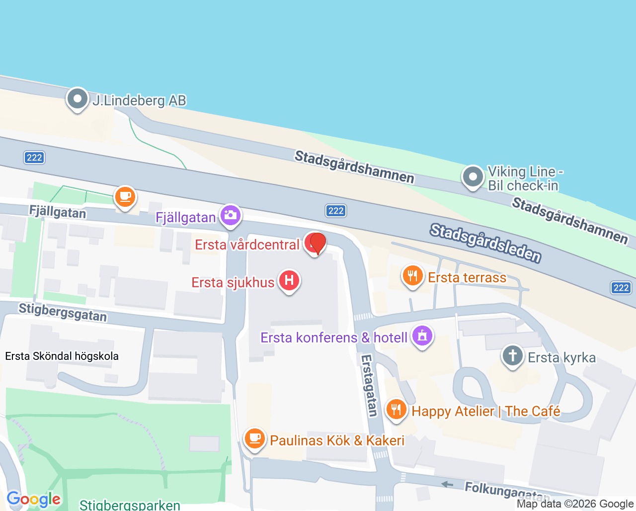 Karta till Urologimottagning, Ersta sjukhus