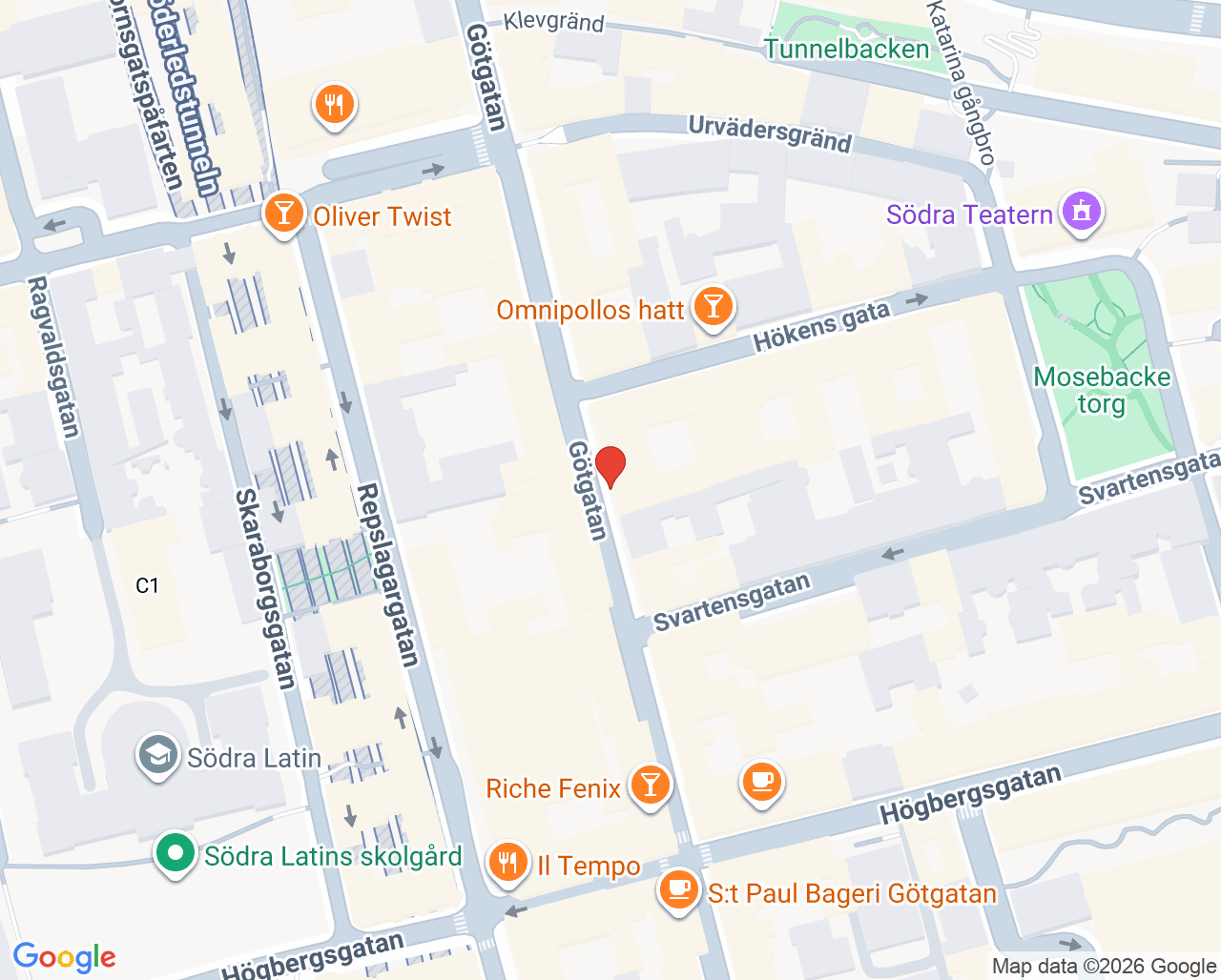 Karta till Erikssonkliniken, Södermalm