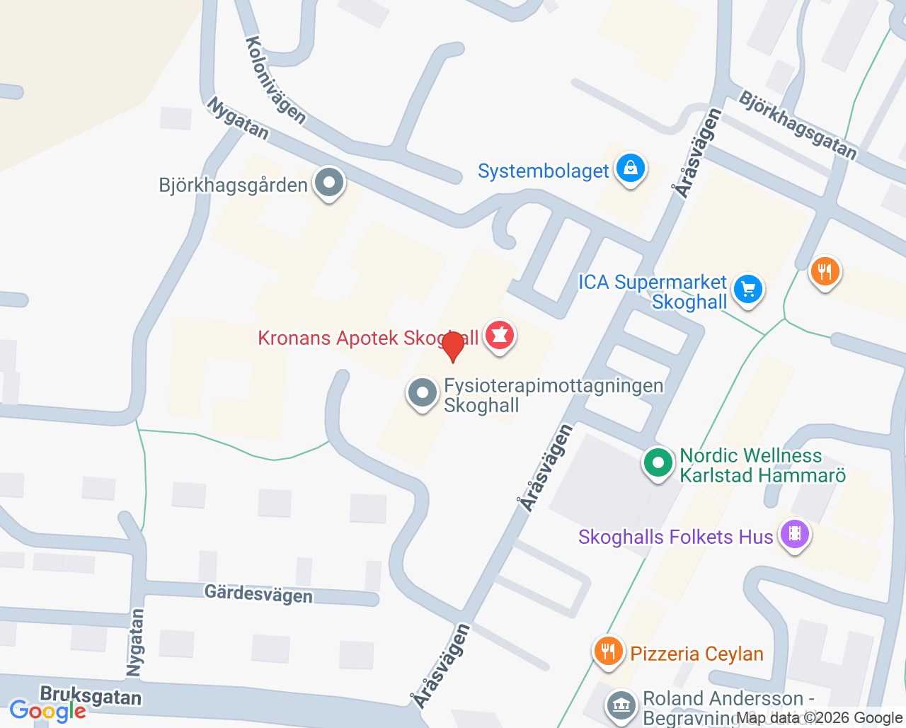 Karta till Folktandvården Skoghall