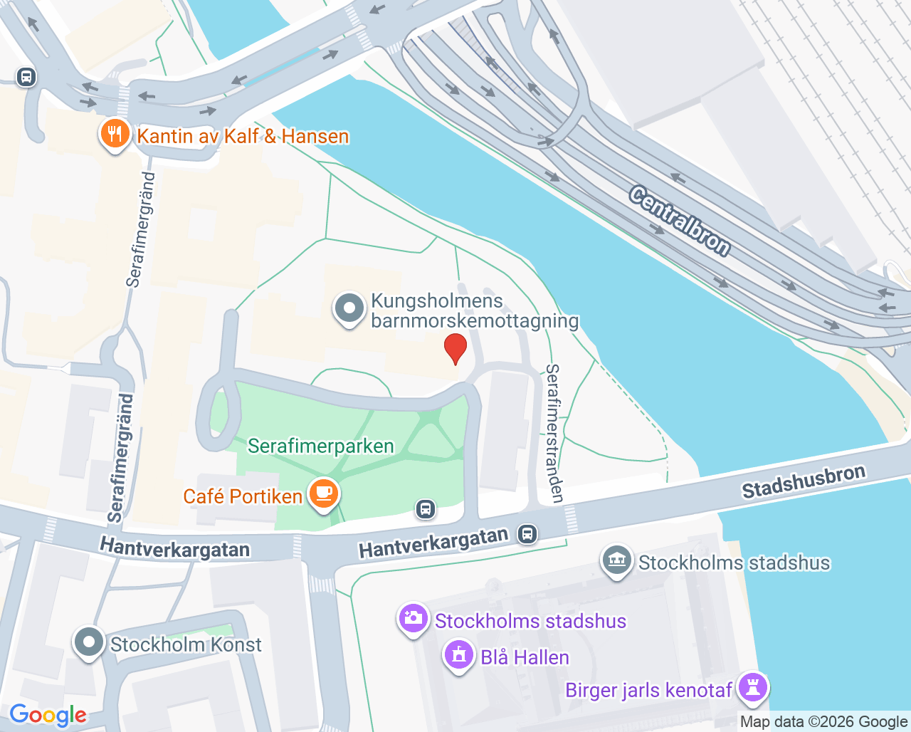 Karta till BUP Central Öppenvård Väst, BUP Stockholm