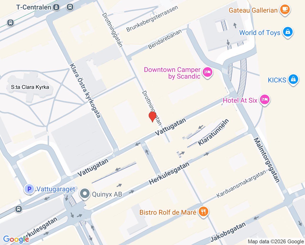 Karta till Blodcentralen Sergel, Karolinska Universitetssjukhuset