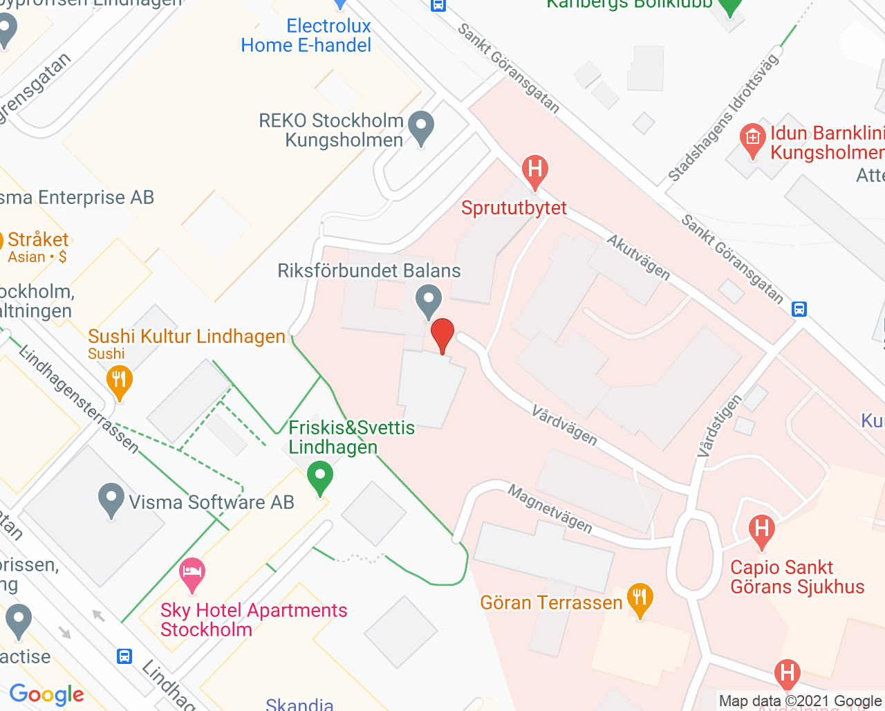 Karta till Kliniken Plastikkirurgi