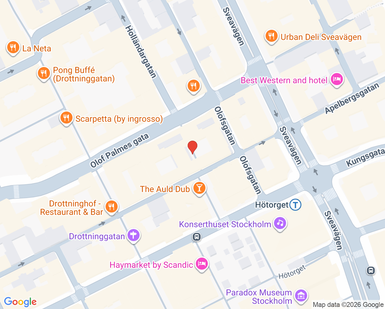 Karta till Aleris Hälsa Hötorget
