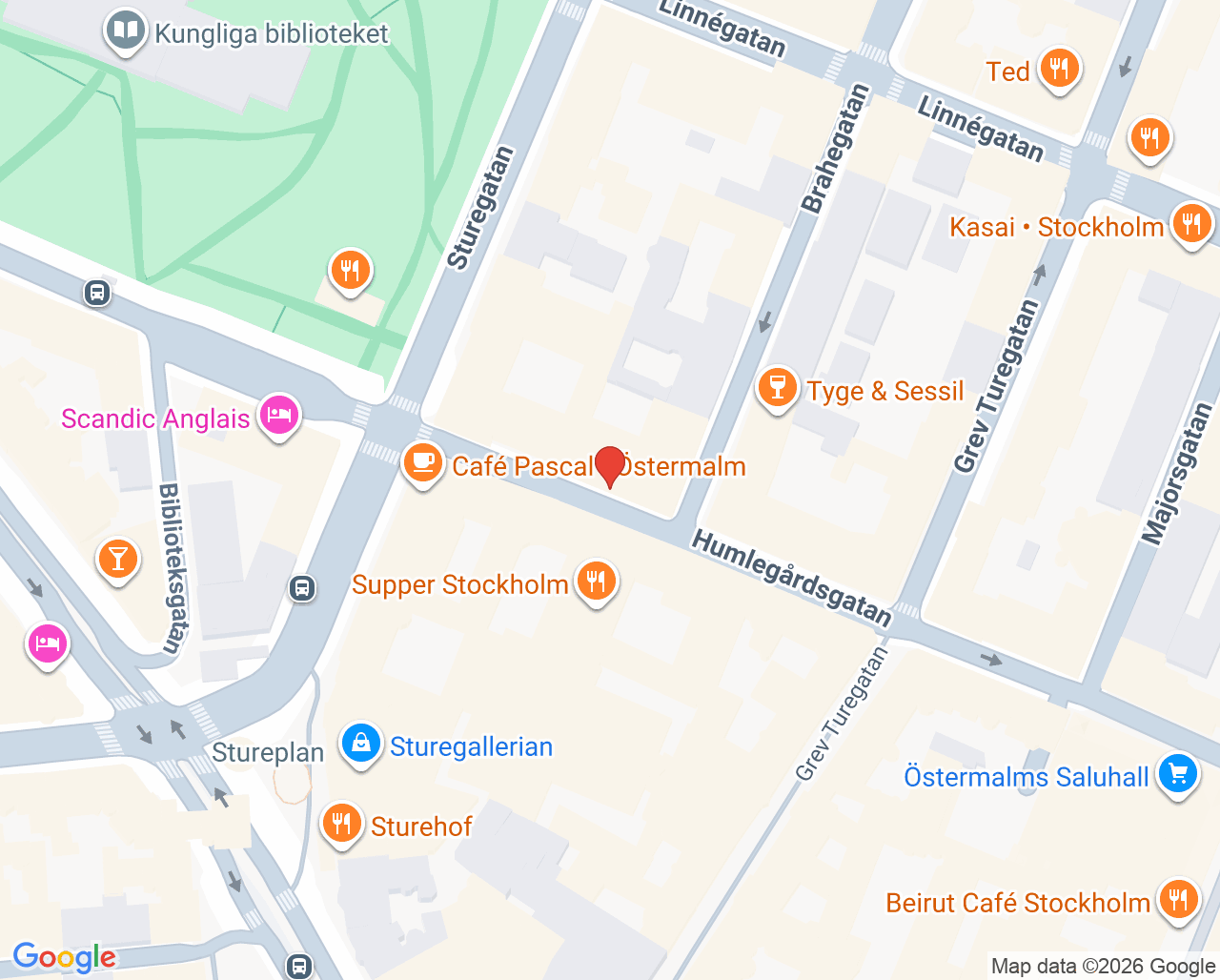 Karta till FootDoc Fotsjukvårdskliniken Östermalm