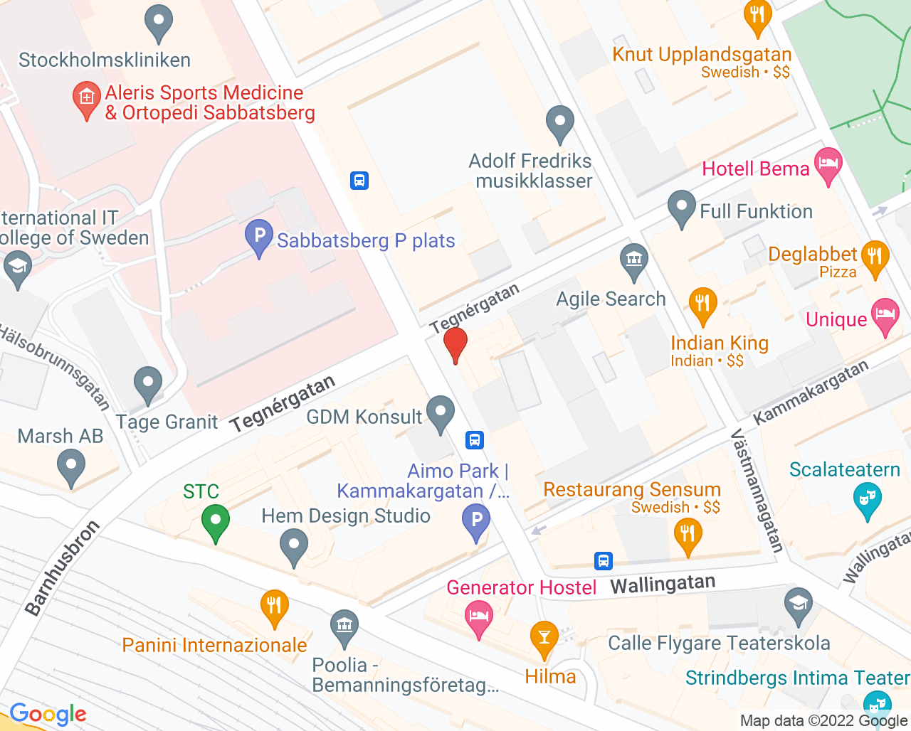 Karta till GHP Ortho Center Storängsbotten frakturbehandling vuxen, Norrmalm