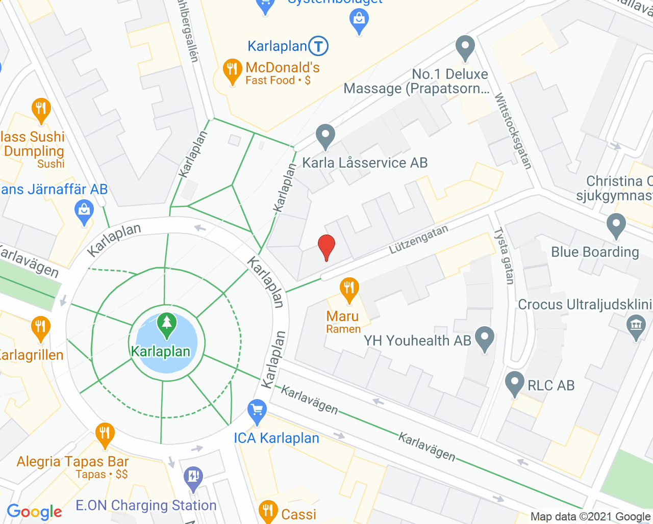 Karta till Karlaplanstandläkarna, Östermalm