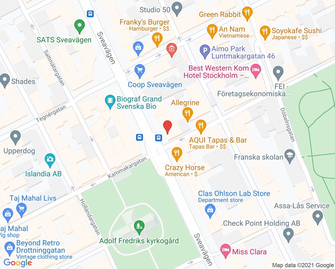 Karta till Distriktstandvården Sveavägen