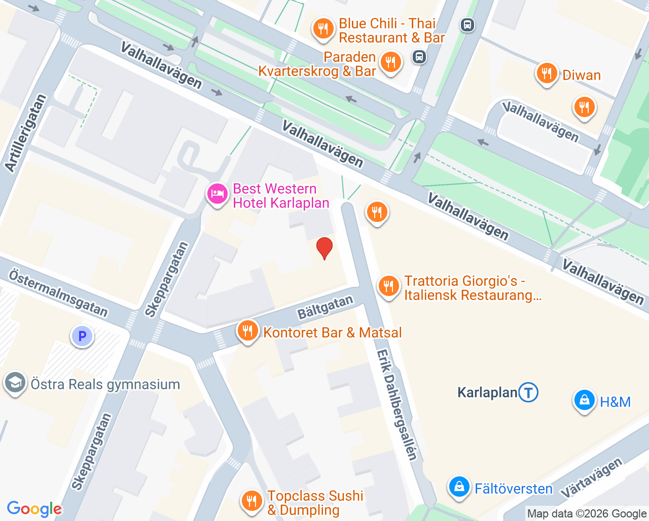 Karta till Åsa Werner Tandläkare AB, Stockholm