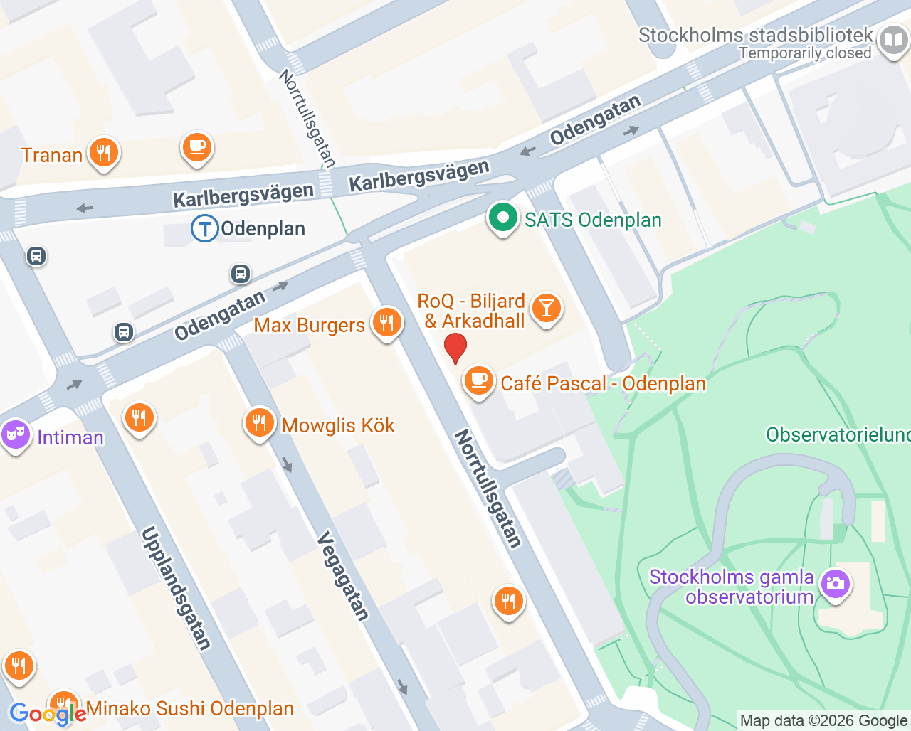 Karta till Blodcentralen Odenplan, Karolinska Universitetssjukhuset