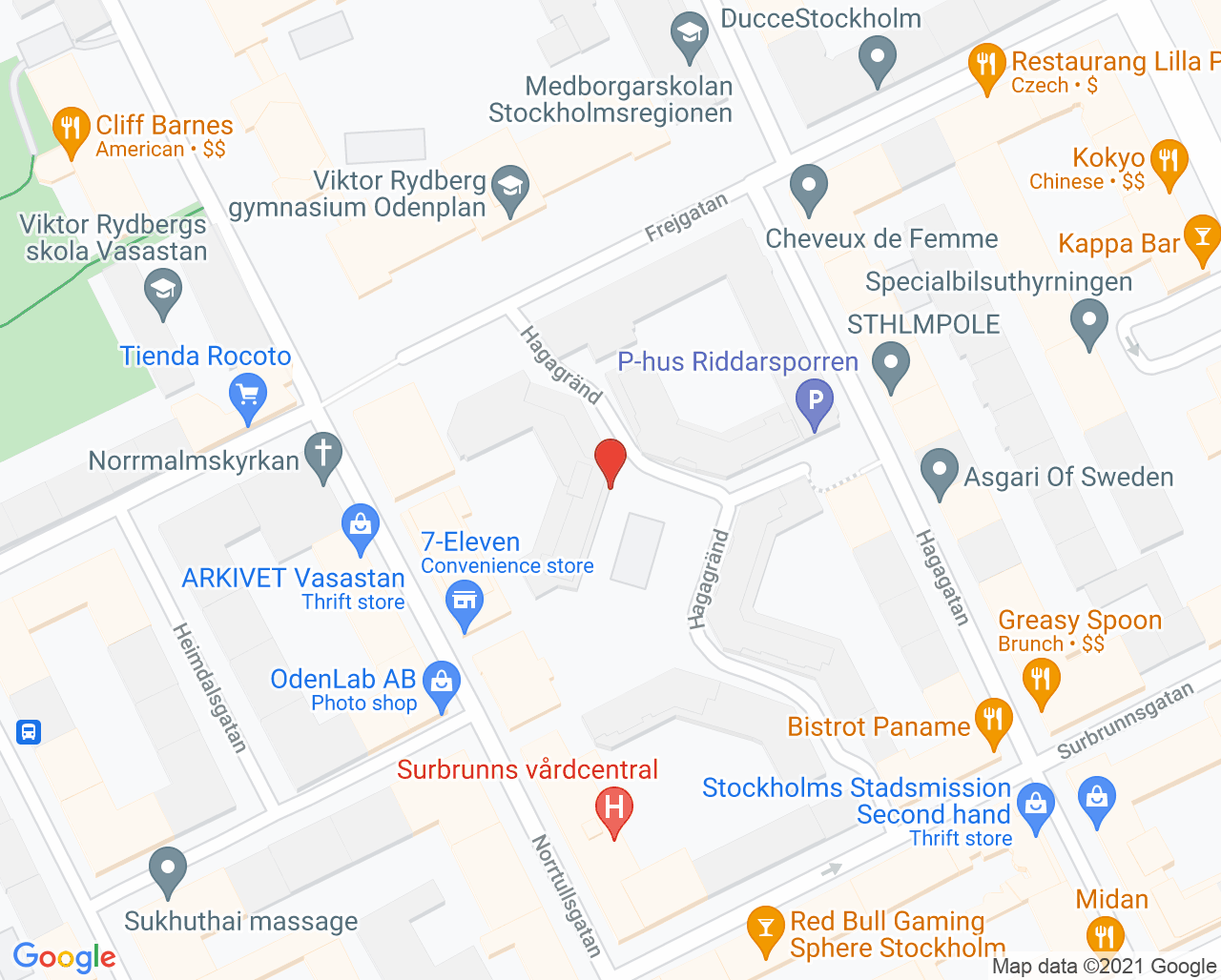 Karta till Sussies Medicinska Fotvårdsklinik, Norrmalm/Odenplan