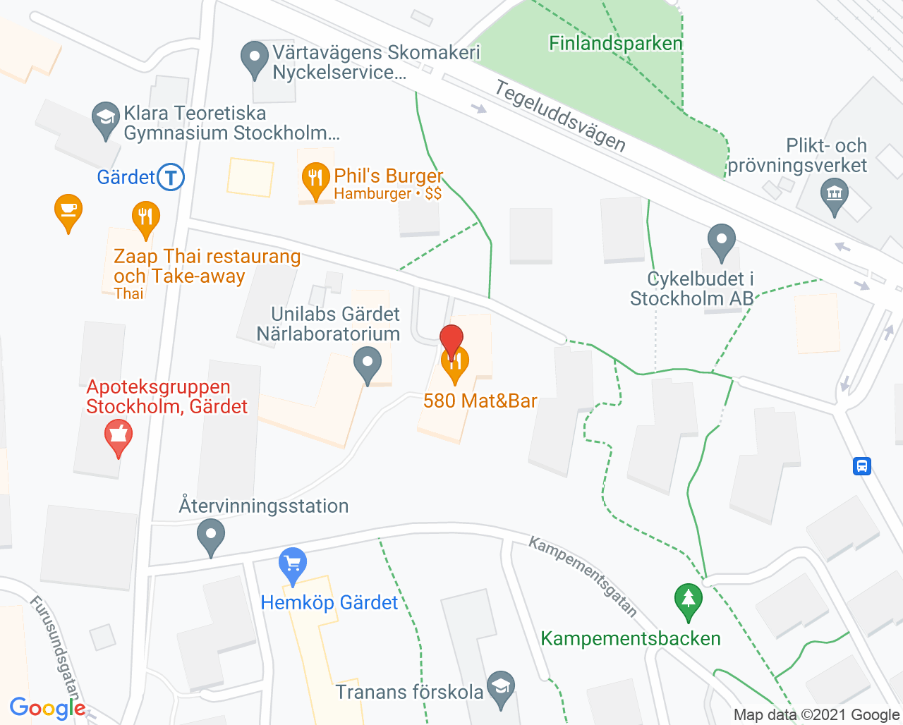 Karta till Rios Medicinska Fotvård, Östermalm