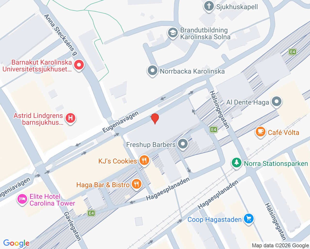 Karta till Journalservice, Karolinska Universitetssjukhuset