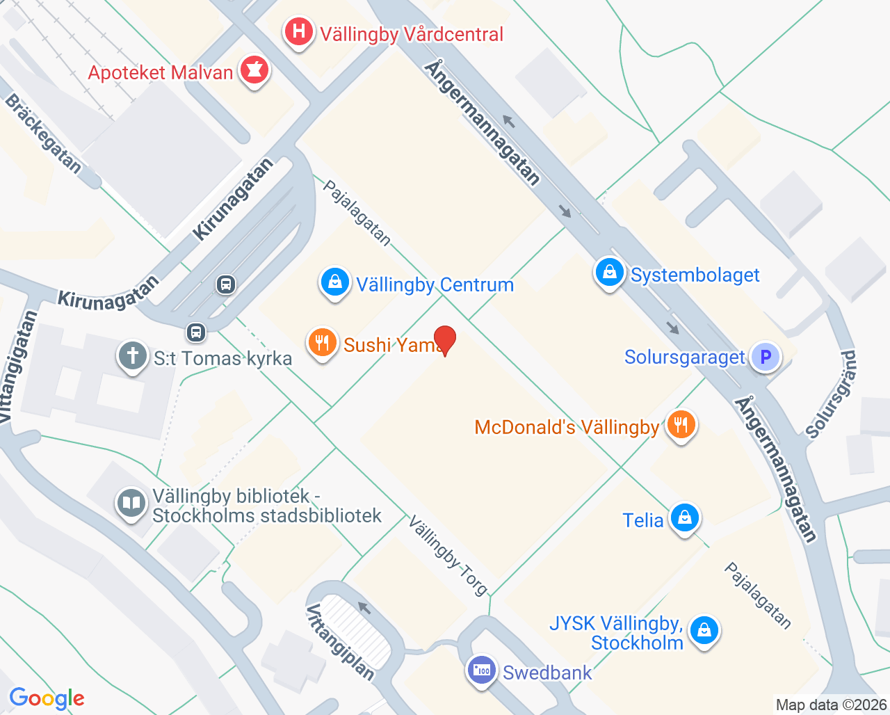 Karta till Meliva vårdcentral Vällingby