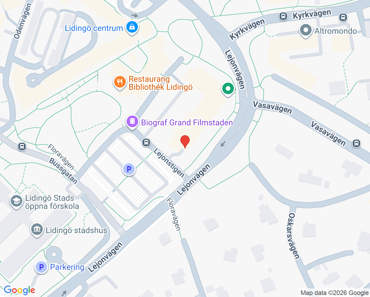 Karta till Sjukgymnastiken i Centrum - Katarina Lennman Holmström, Lidingö