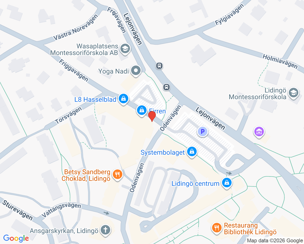 Karta till Mariseh Medicinsk Fotvårdsguide Lidingö, Lidingö stad