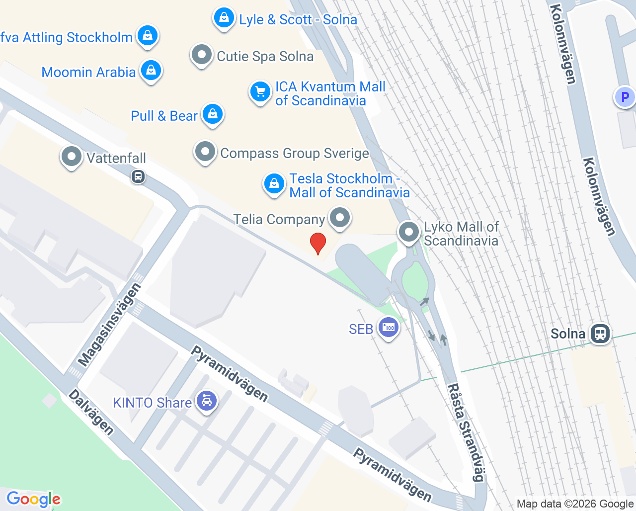 Karta till VaccinDirekt Mall of Scandinavia