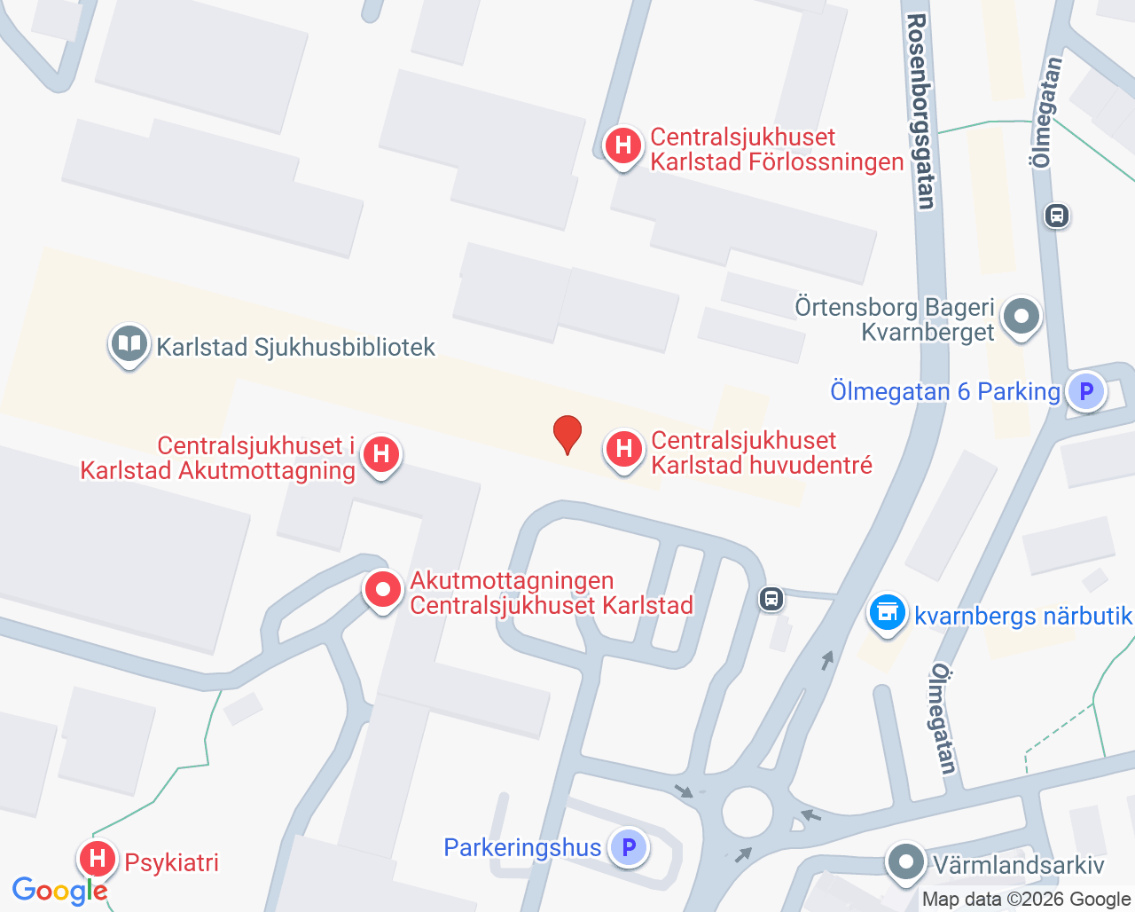 Karta till Journalservice sjukhusen Arvika och Karlstad