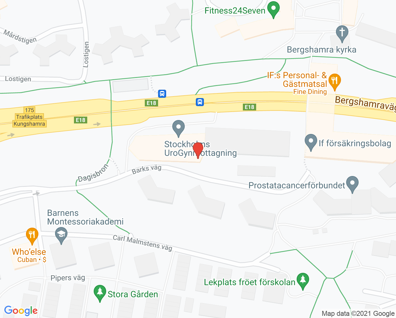 Karta till Ottobock Care Amputations- och Dysmelicentrum Bergshamra, Solna