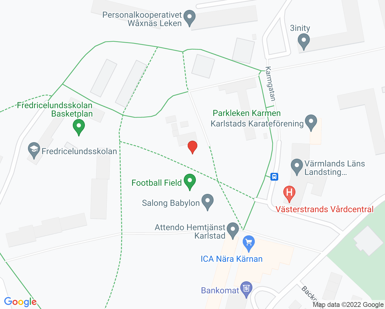Karta till Gynekologisk cellprovtagning Västerstrand, Karlstad