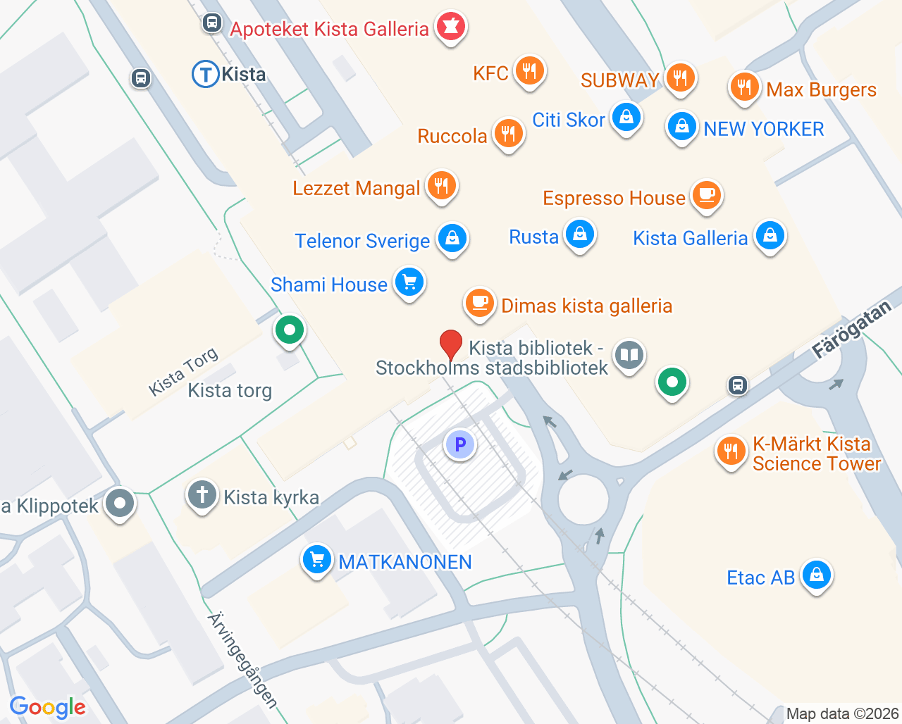 Karta till VaccinDirekt Kista Galleria