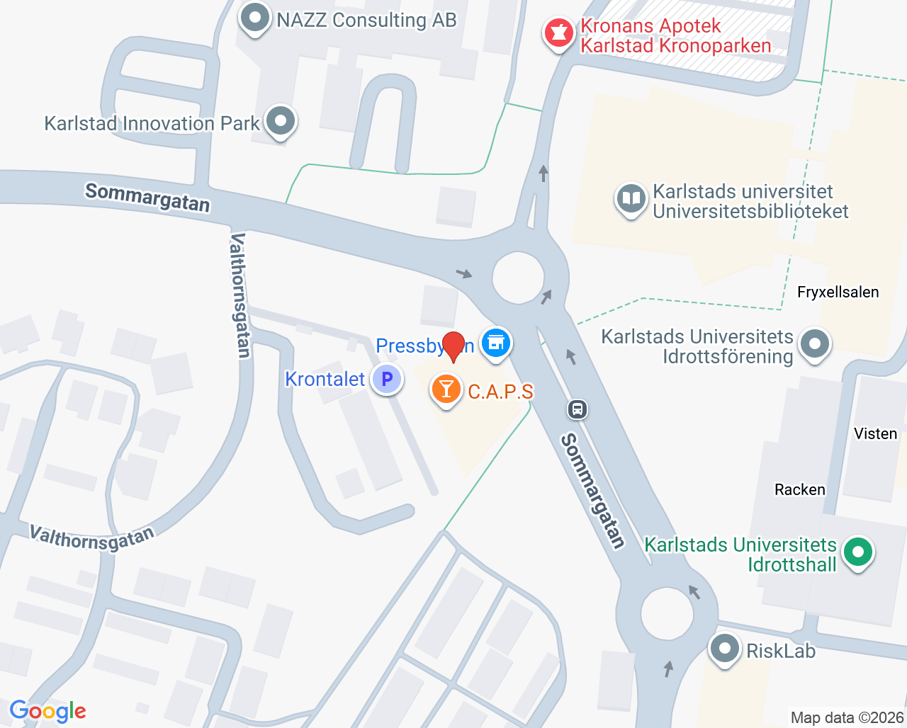 Karta till Gynekologisk cellprovtagning Kronoparken, Karlstad