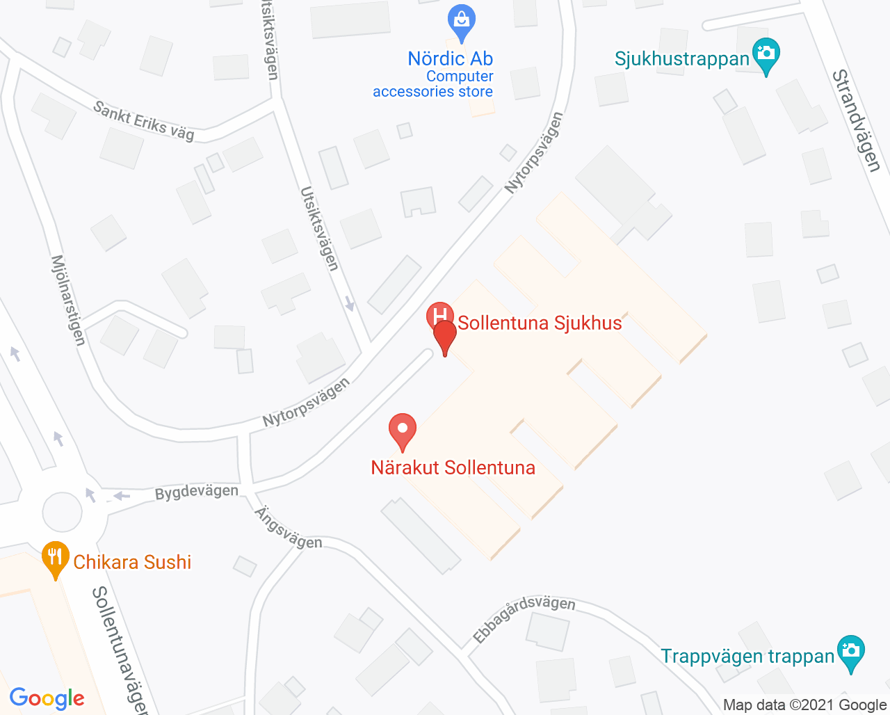 Karta till Capio Sollentuna geriatrik avd 42