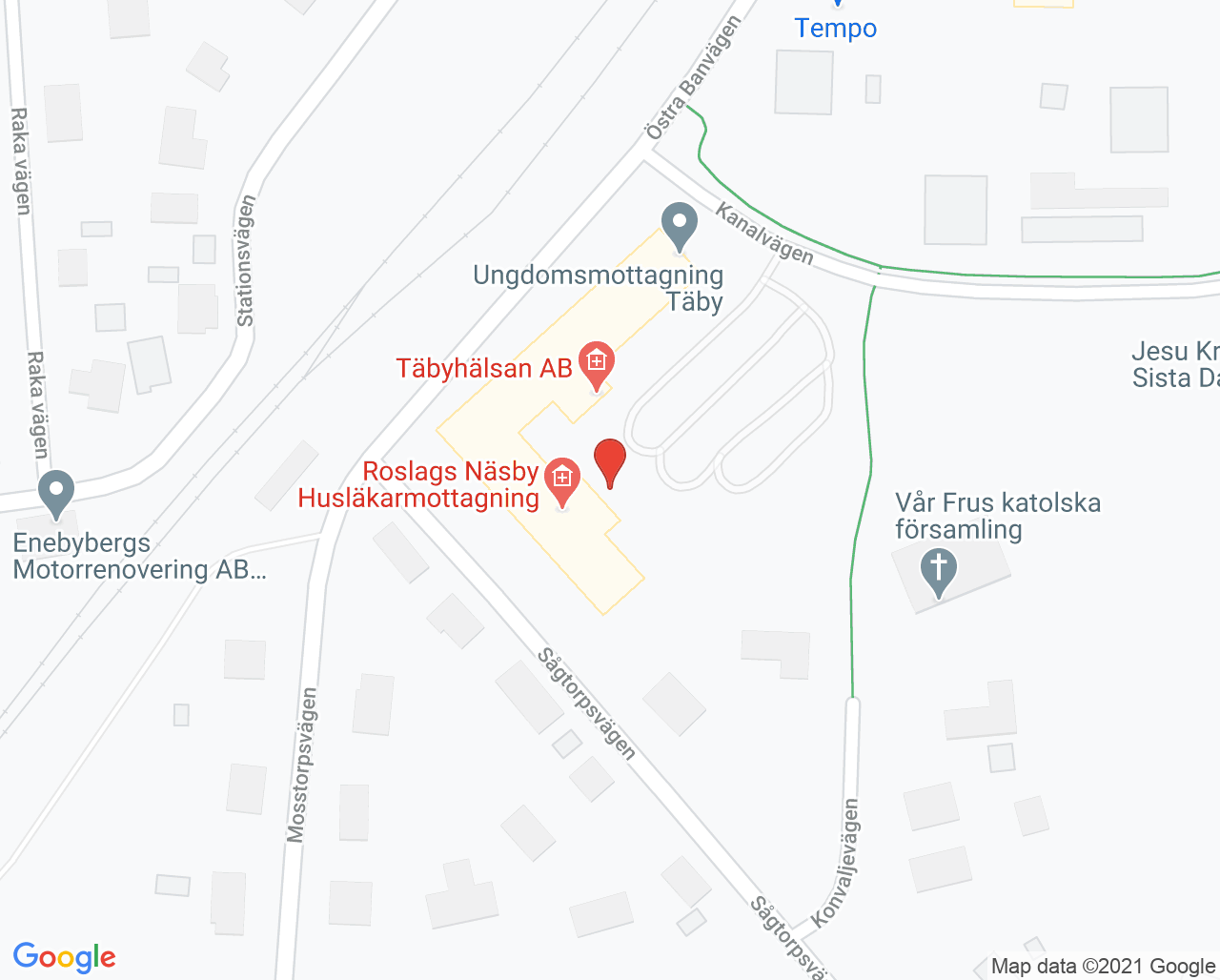 Karta till PRIMA Täby