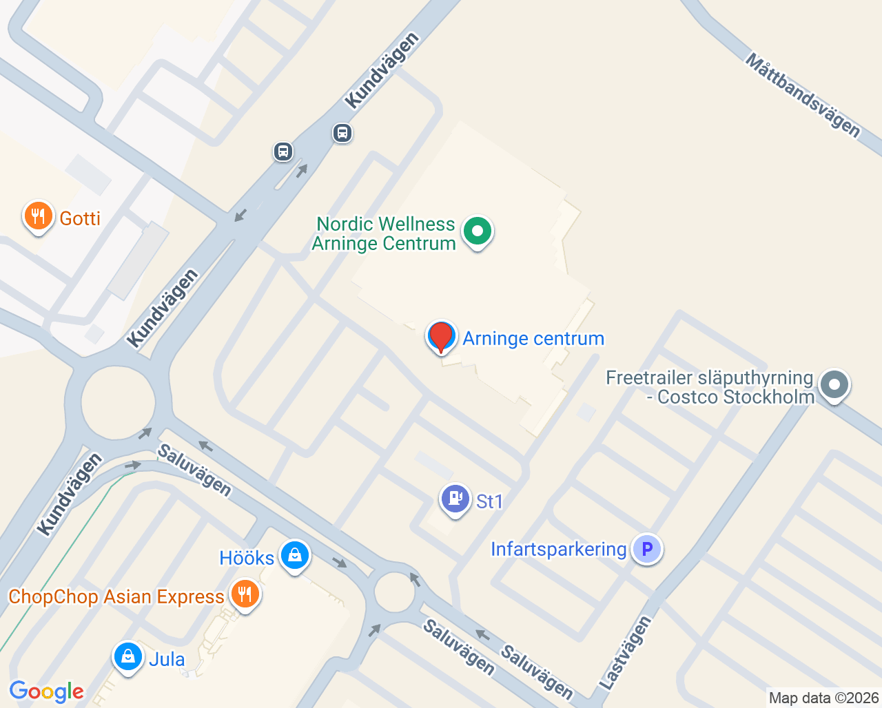 Karta till Carinas Medicinska Fotvård Täby