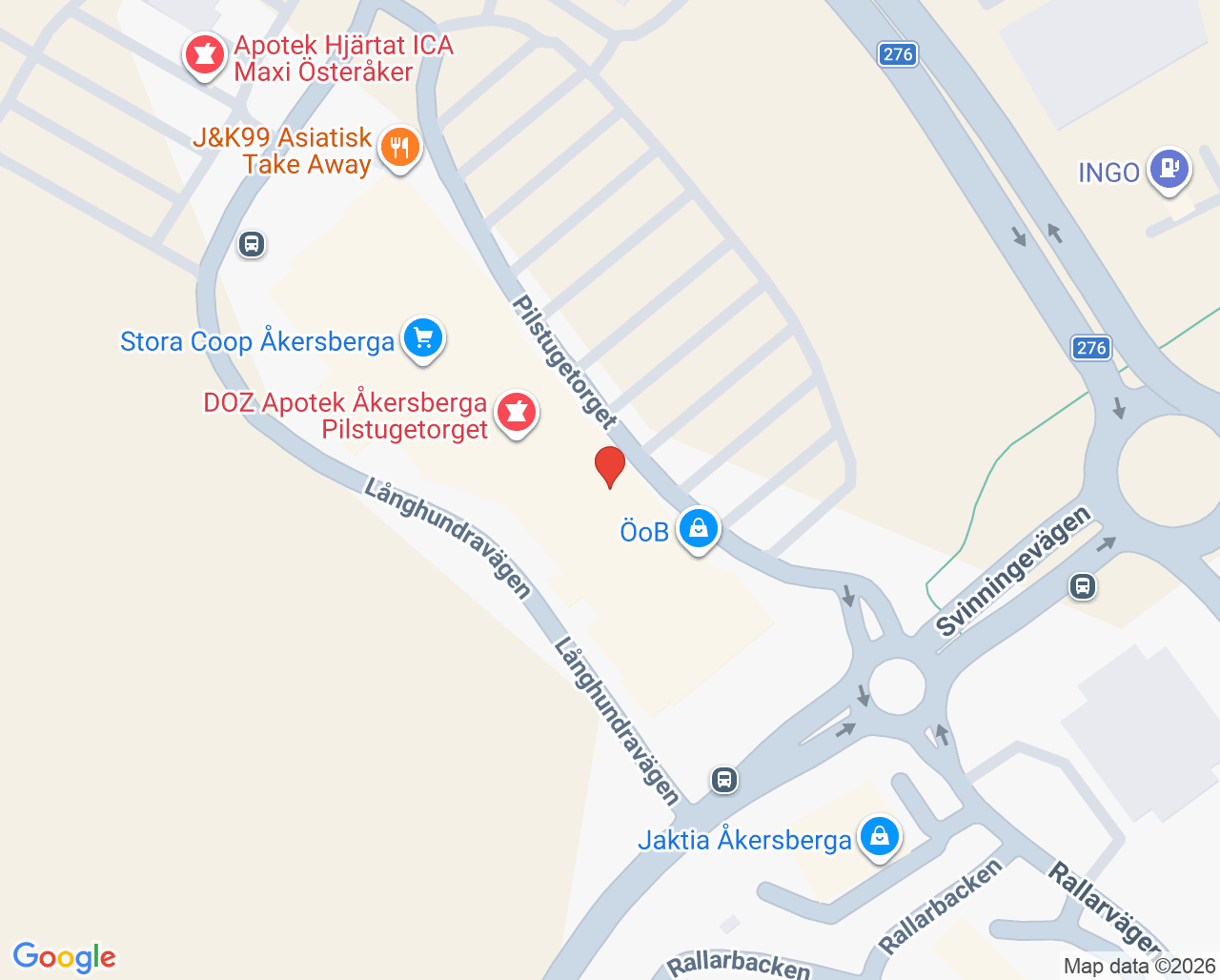 Karta till Vaccinova hos DOZ Apotek Åkersberga Pilstugetorget