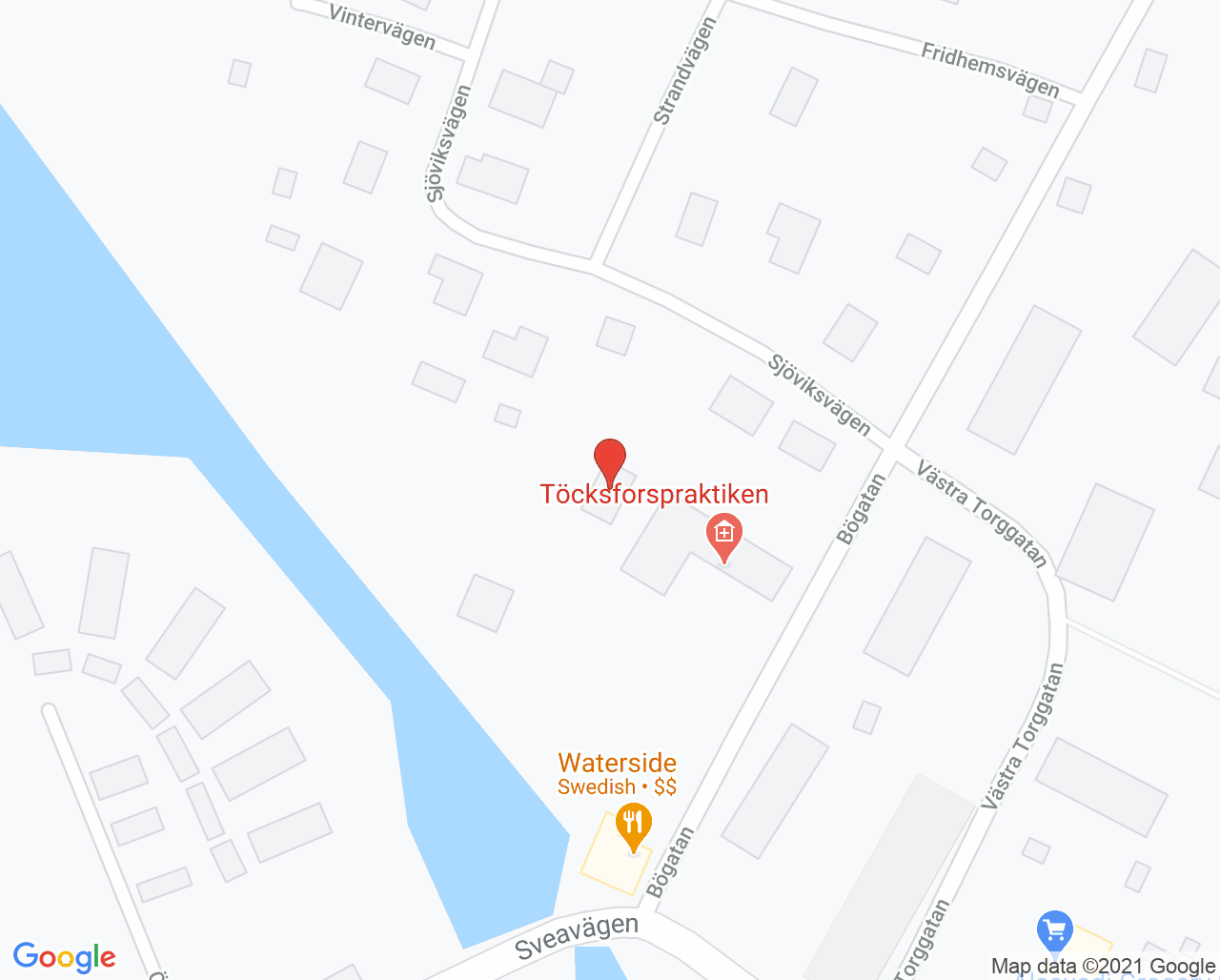Karta till Fysioterapimottagningen Vårdcentralen Töcksfors
