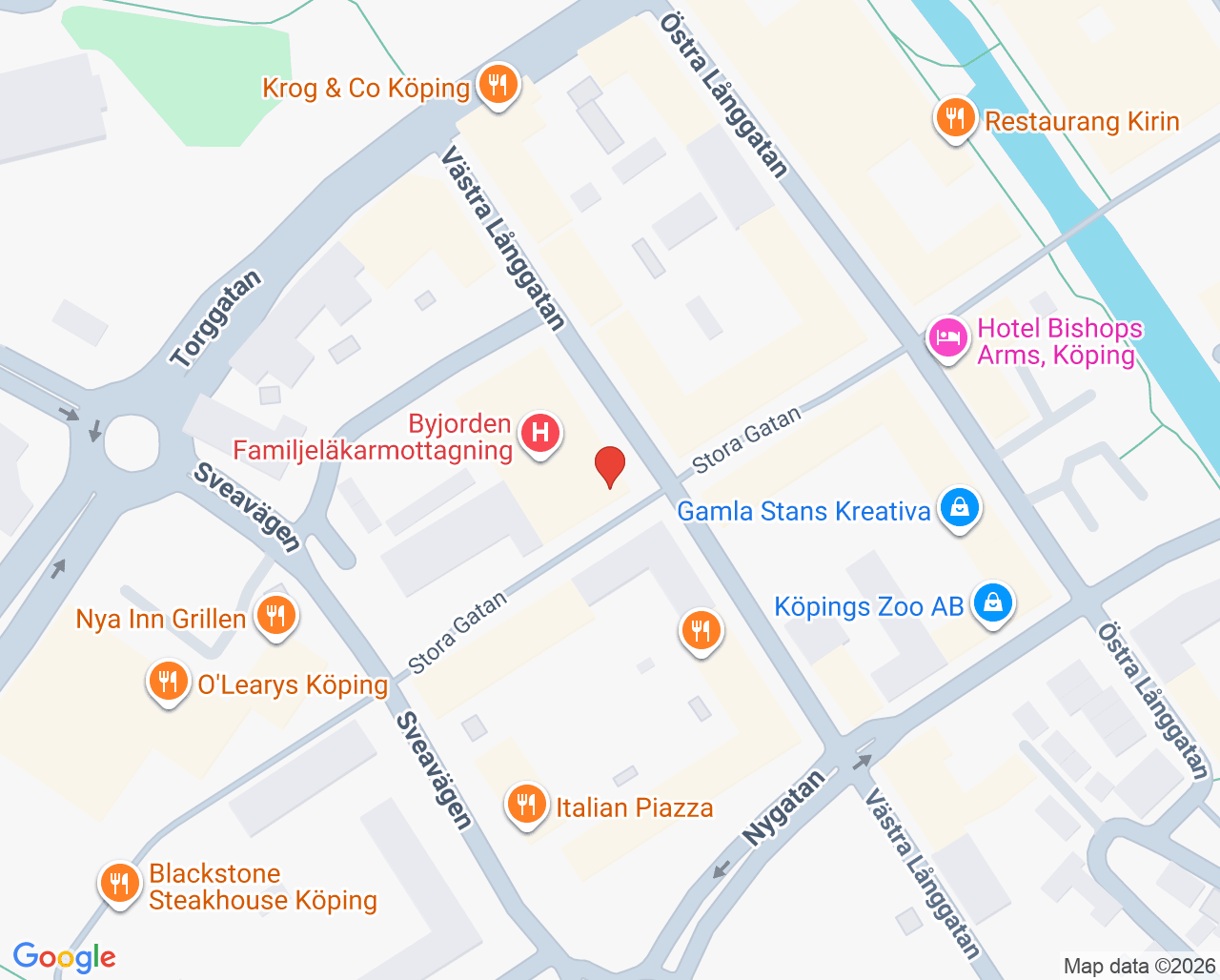 Karta till Byjorden City vaccinationsmottagning, Köping