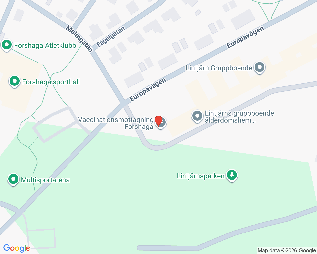 Karta till Vaccinationsmottagning Forshaga