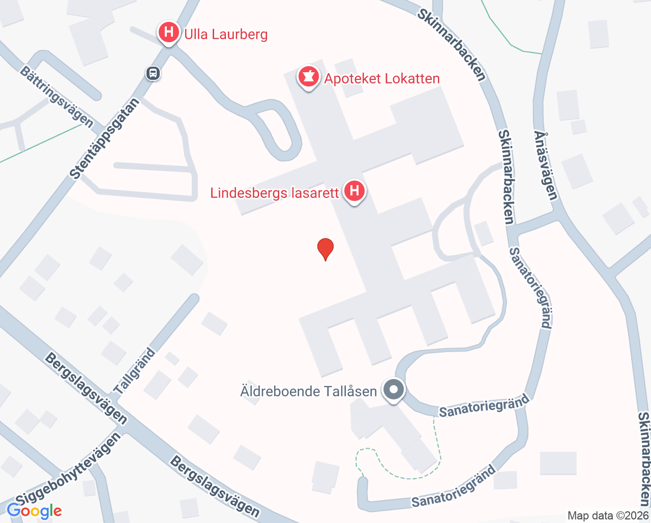 Karta till Akutlaboratoriet Lindesbergs lasarett