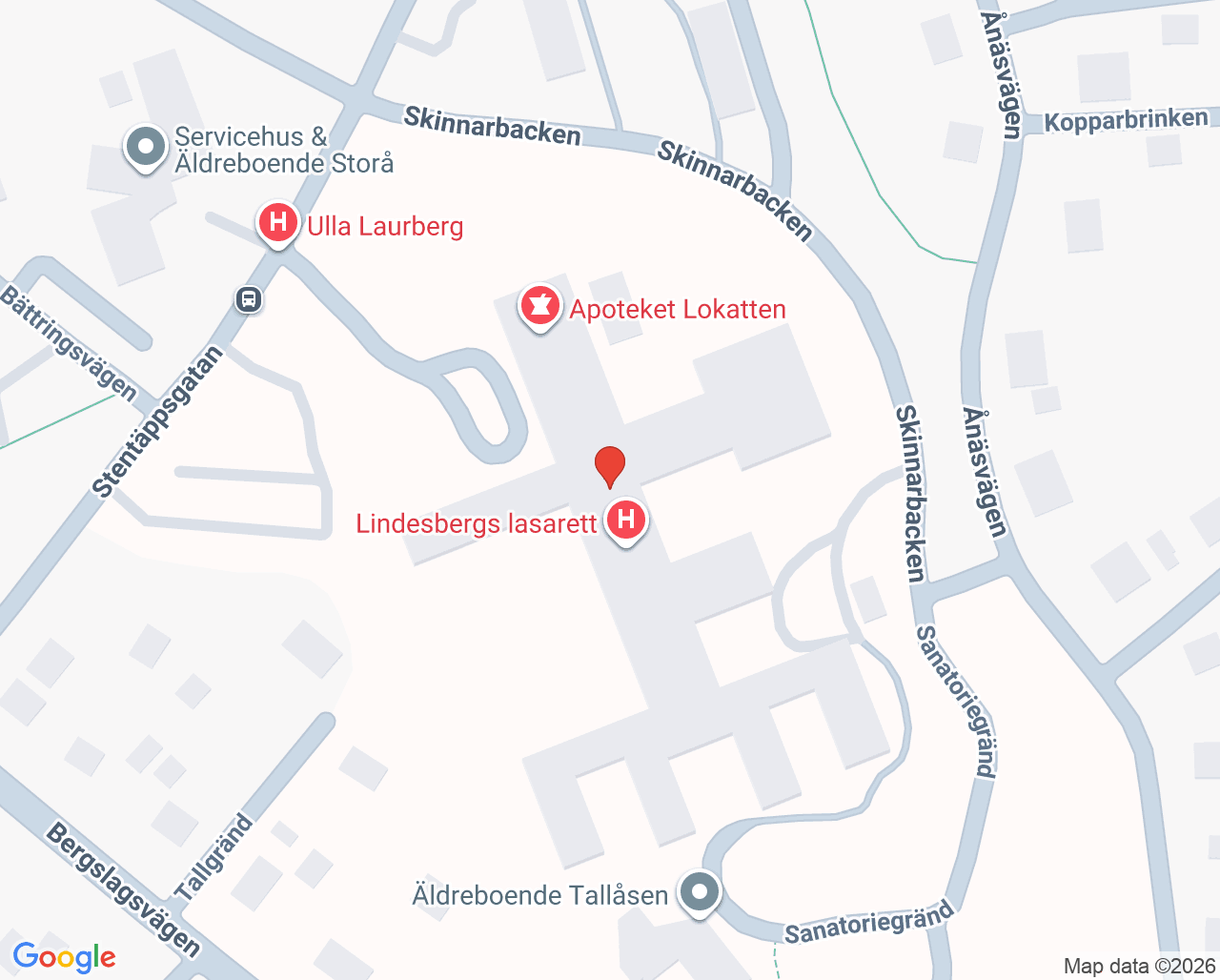 Karta till Medicinkliniken Lindesbergs lasarett