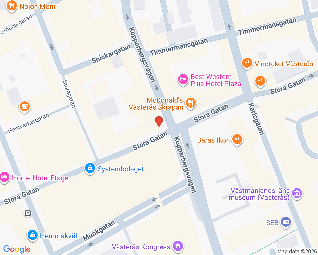 Karta till Närvården City Barnavårdscentral, Västerås