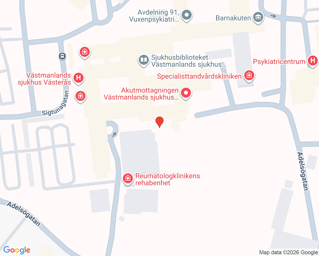 Karta till Sårcentrum, Västerås