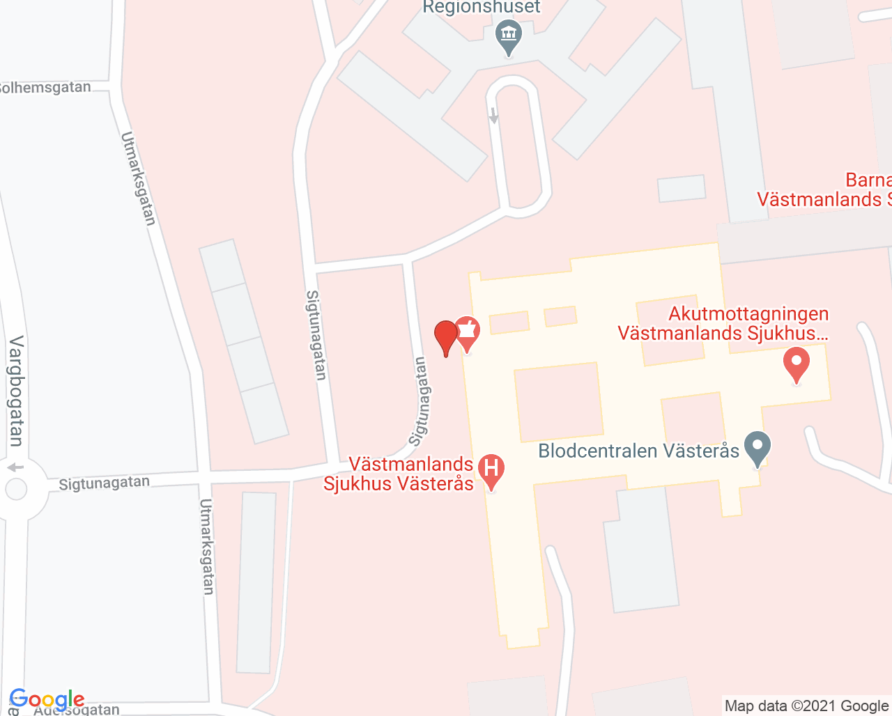 Karta till Bröstradiologiska kliniken Mammografiscreening, Västerås