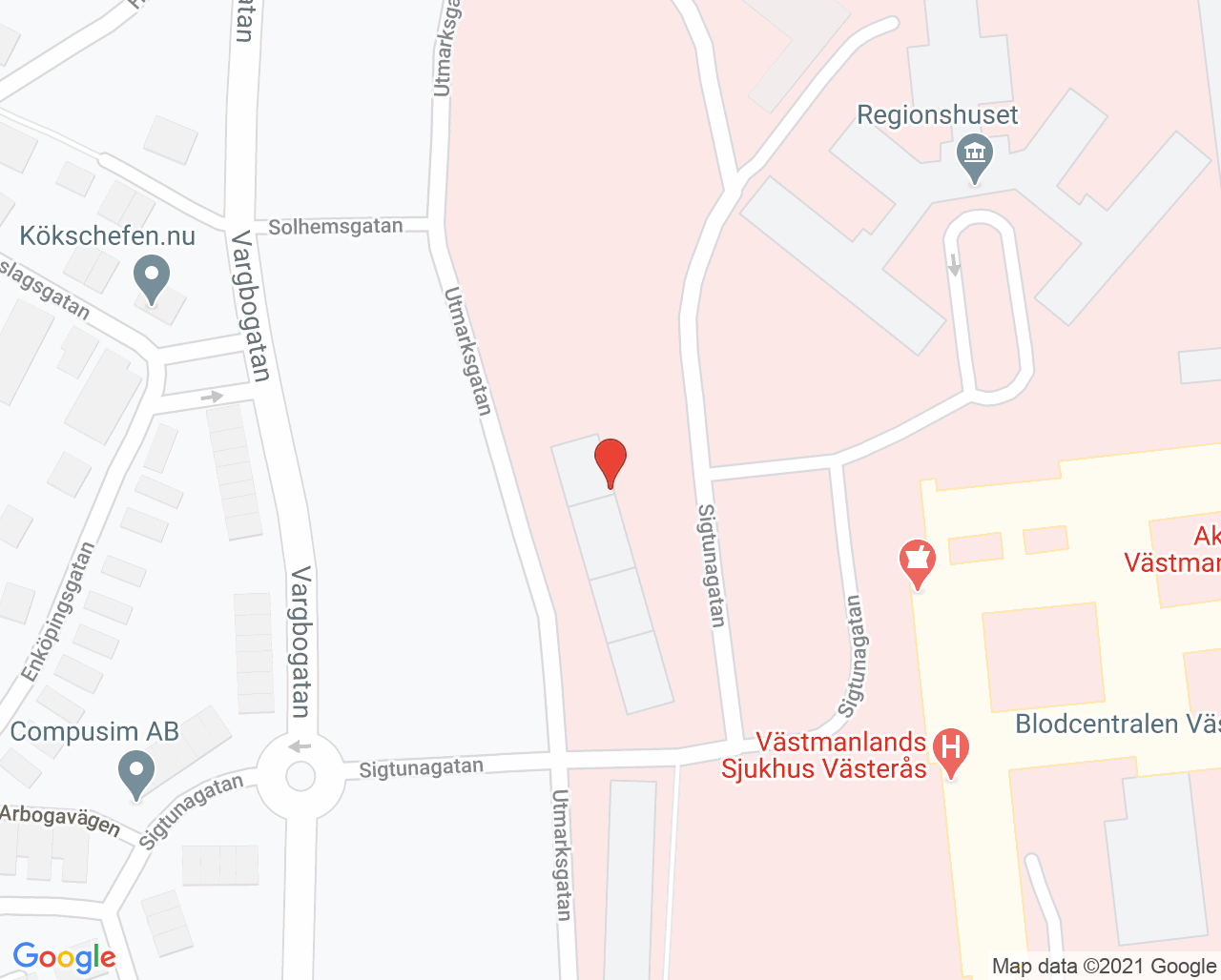 Karta till Regionhälsans mottagning