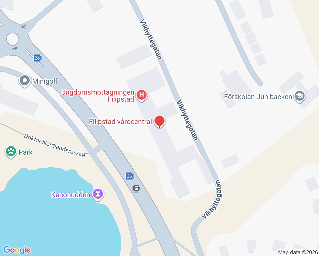 Karta till Dietistmottagning primärvård Filipstad