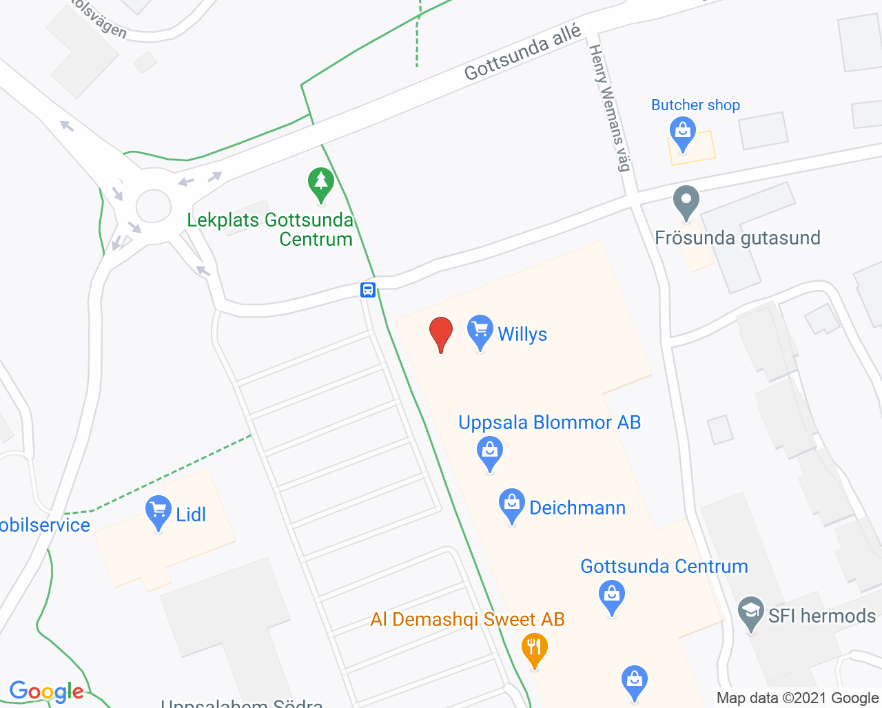 Karta till Barnmorska Gottsunda vårdcentral, Uppsala