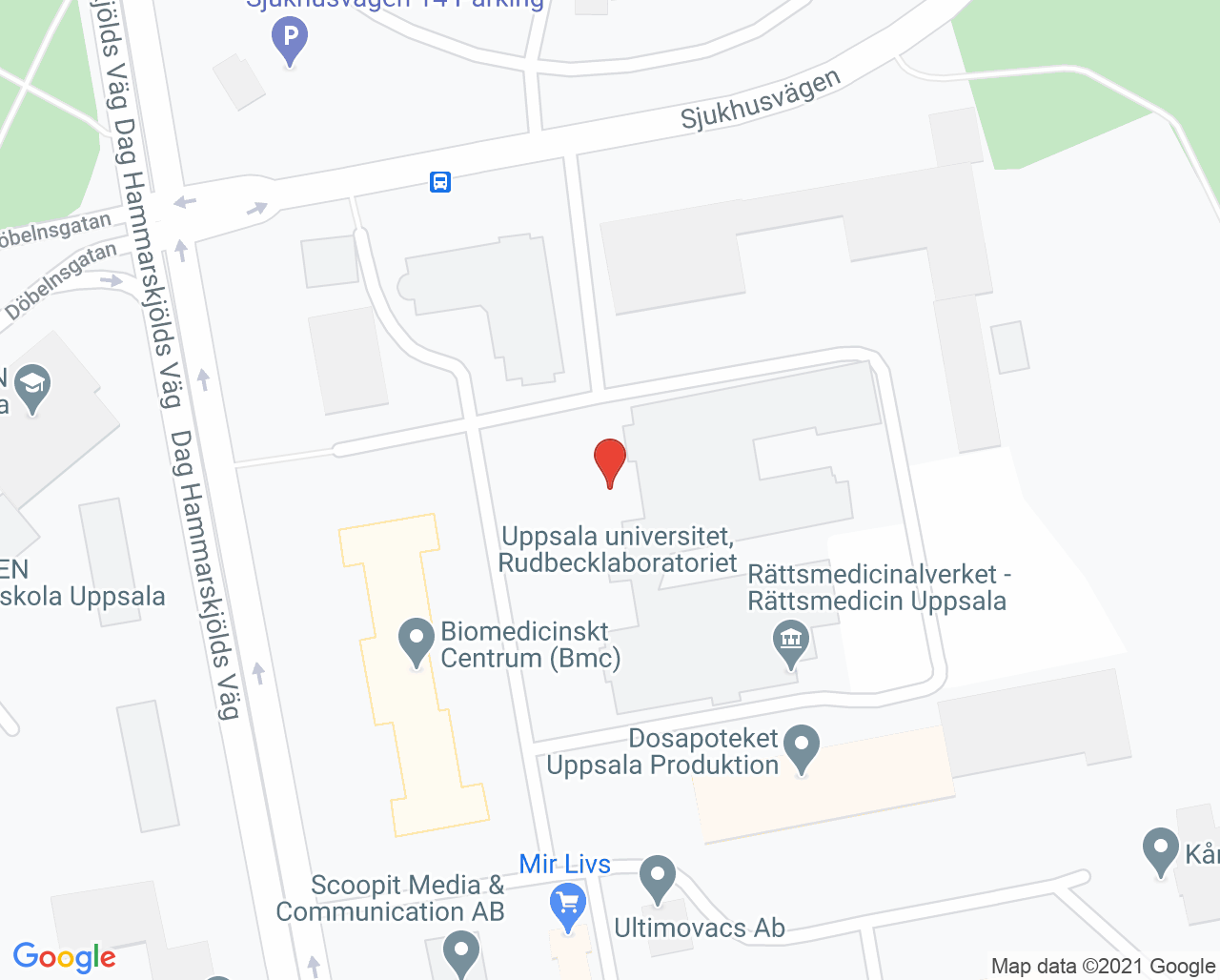 Karta till Barngenetiska mottagningen, Uppsala