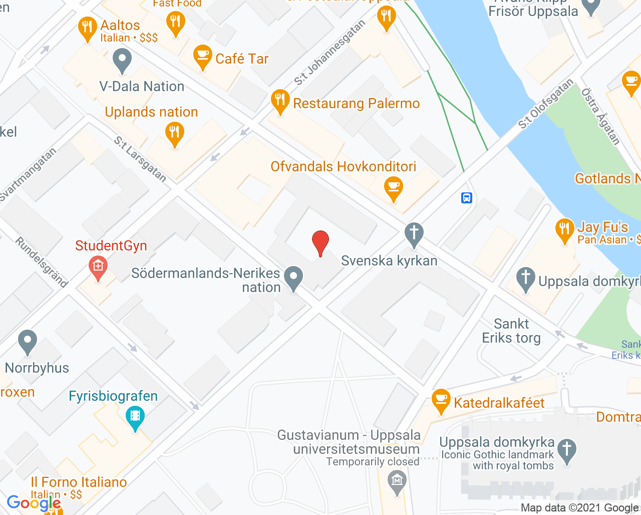 Karta till Rehabcentrum i Uppsala, Uppsala