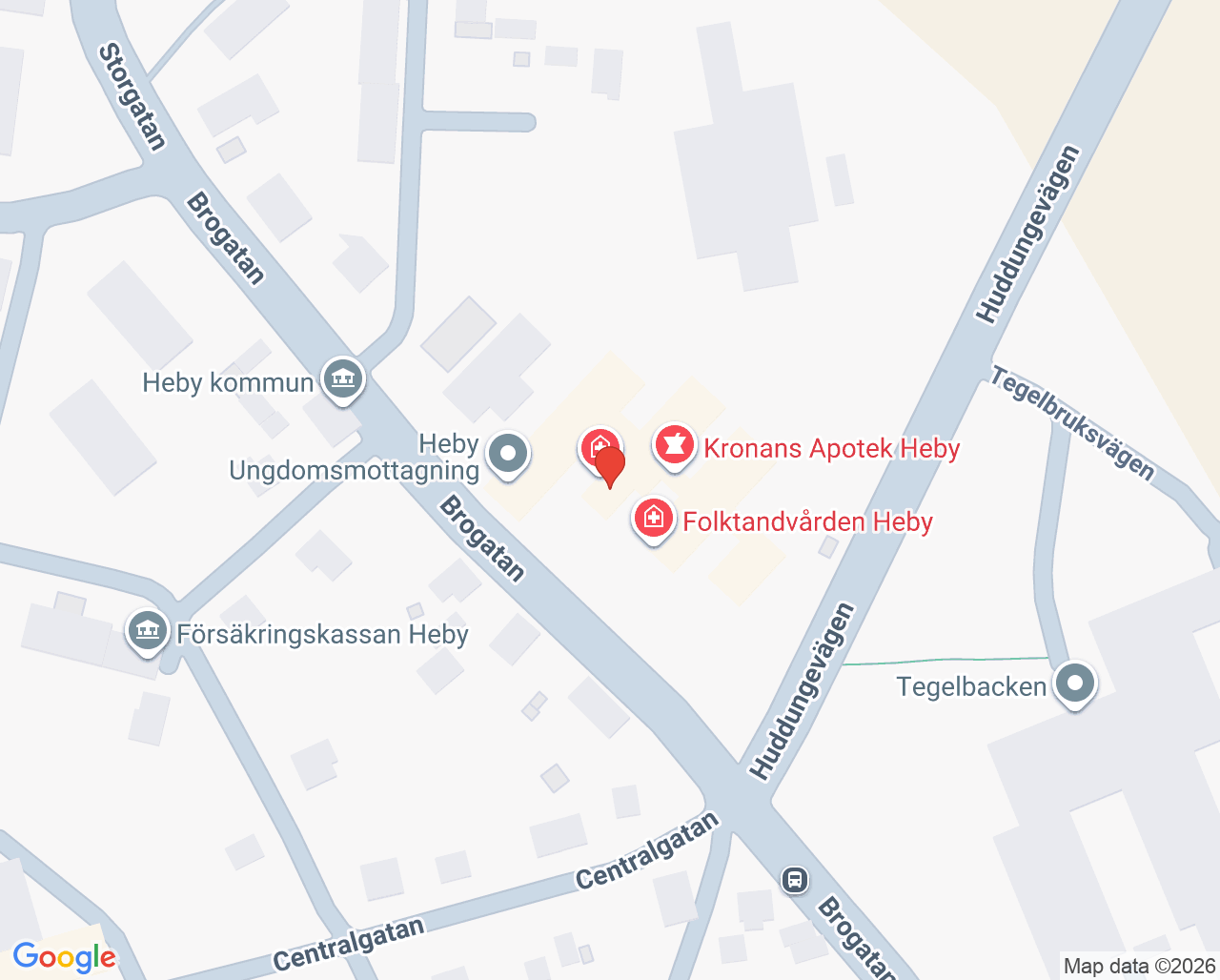 Karta till Kronans Apotek Heby Vaccinationsmottagning