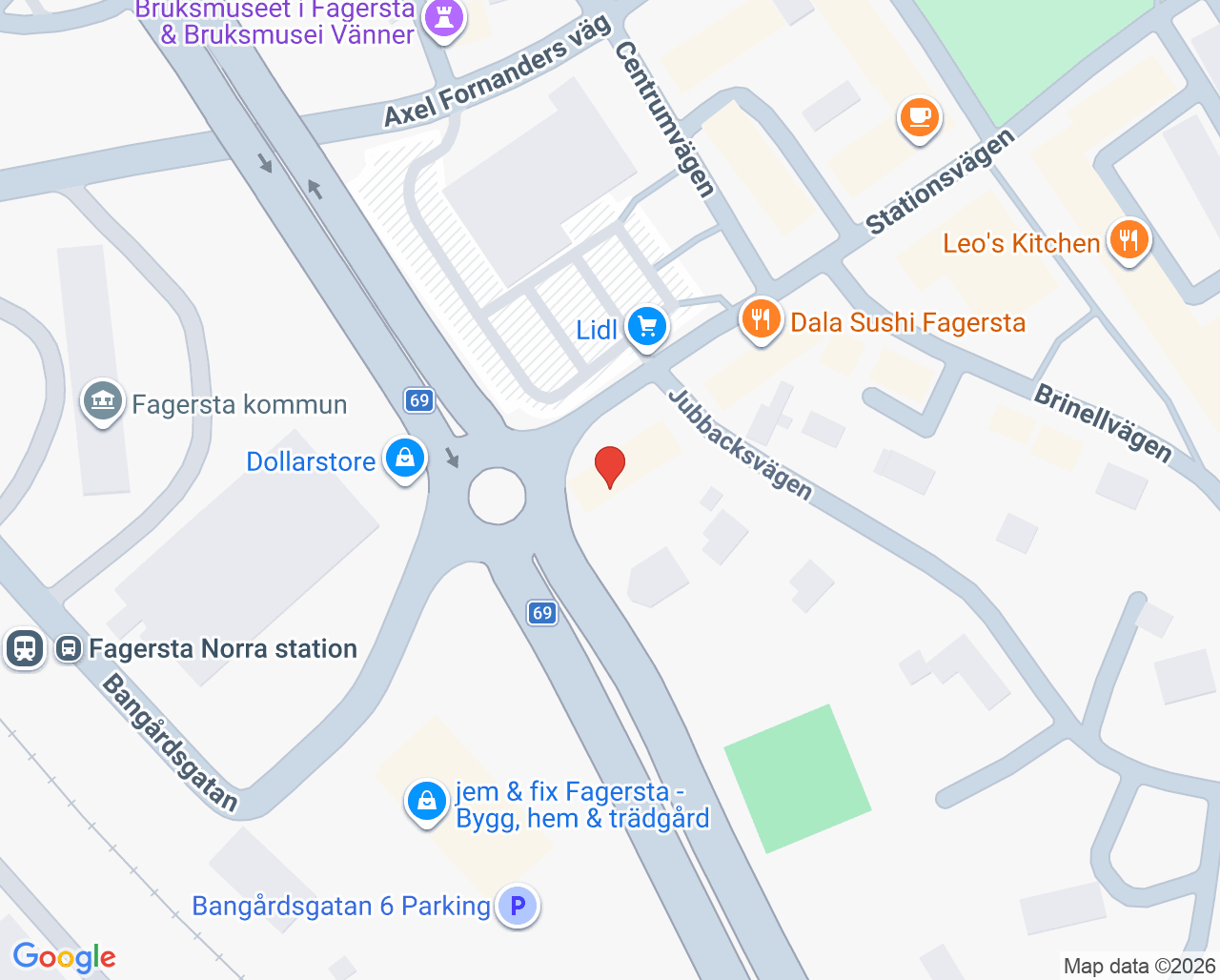Karta till Fotkliniken Fagersta