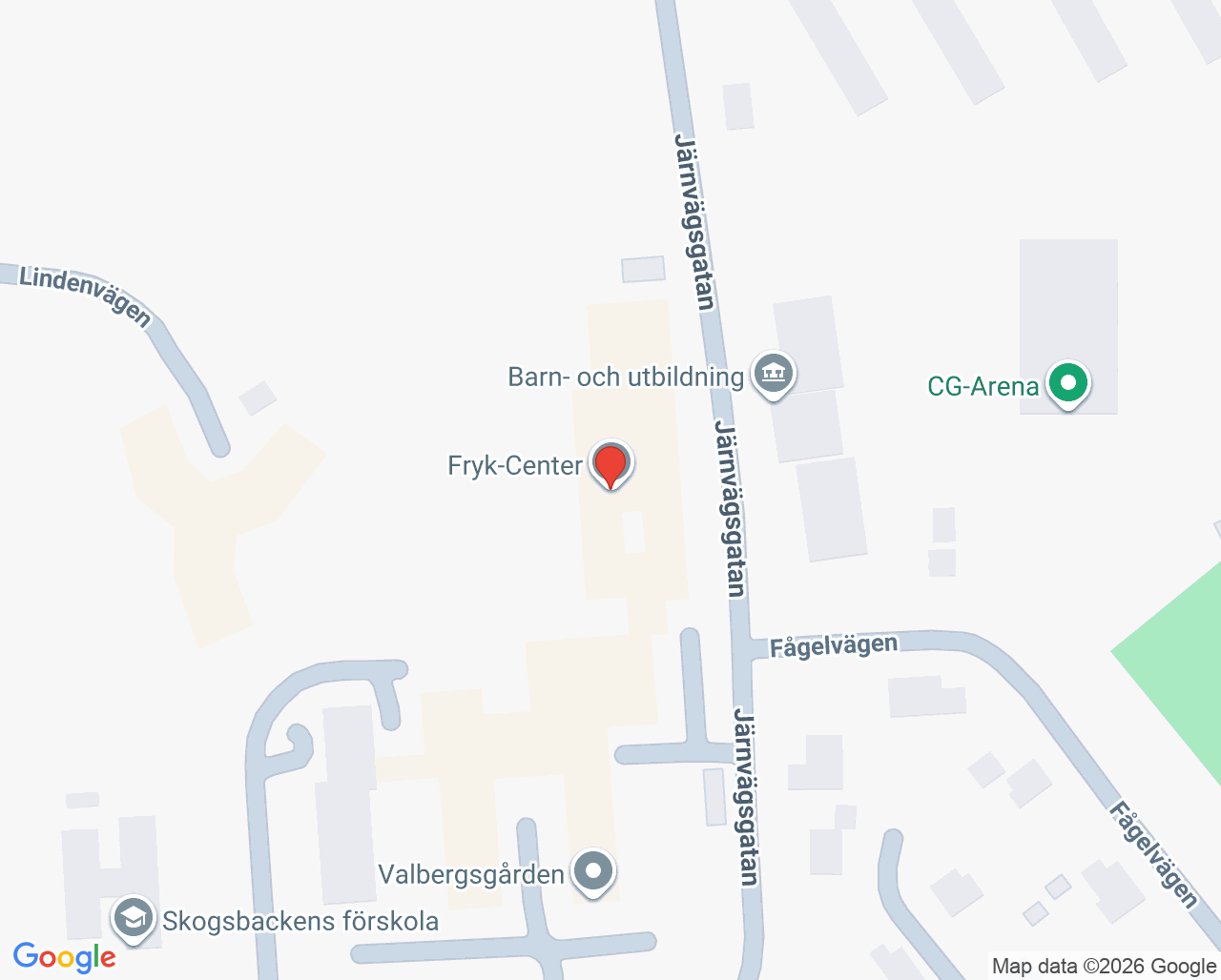 Karta till Fryk-Center rehabilitering
