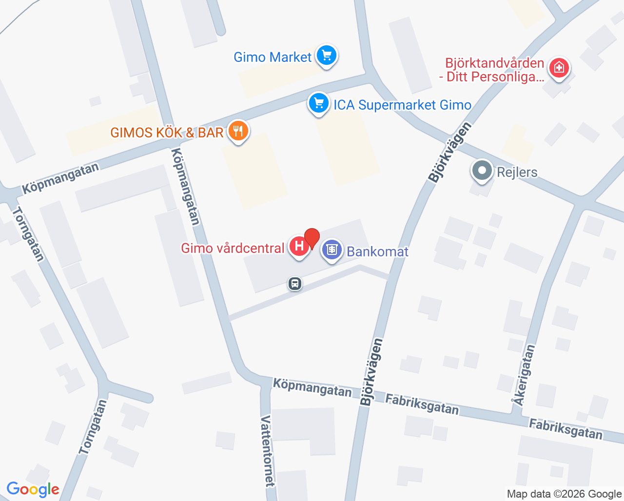 Karta till Barnavårdscentral Gimo vårdcentral, Gimo