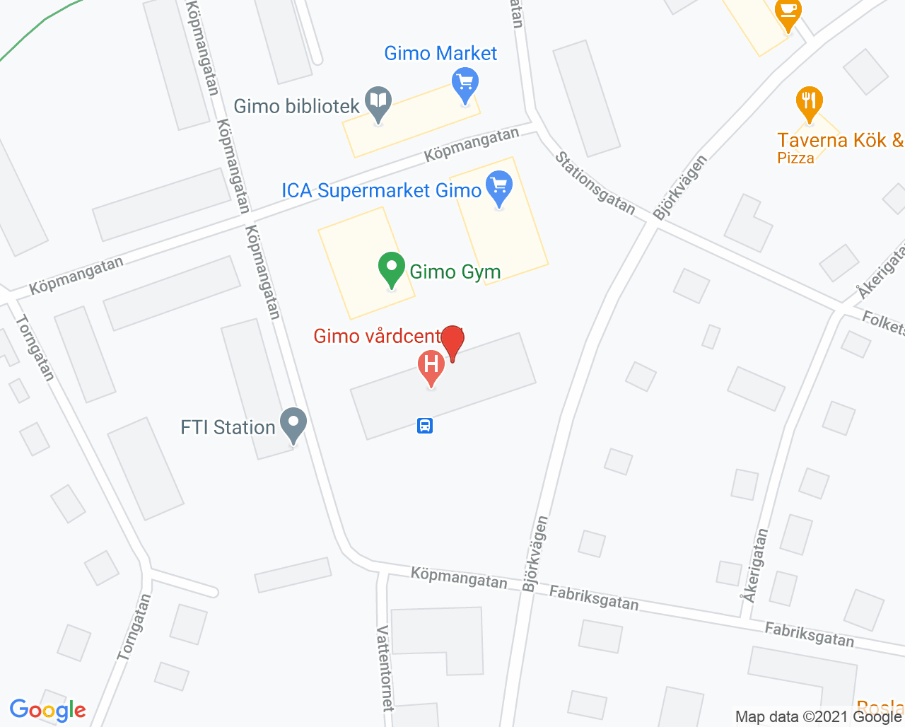 Karta till Fothälsan Linda Lamell, Gimo