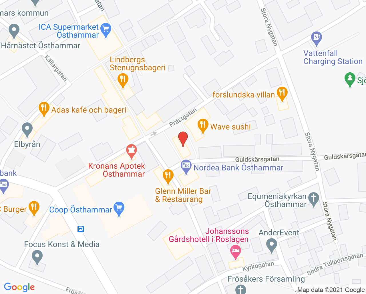 Karta till Julias Fysioterapi, Östhammar