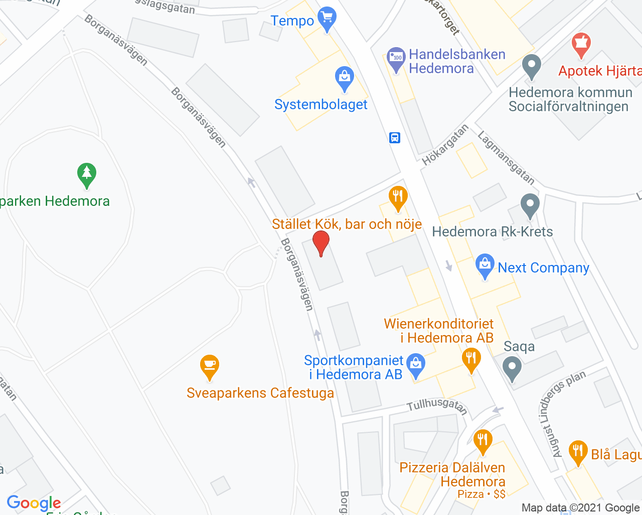Karta till Sveaparkens Tandläkarklinik, Hedemora