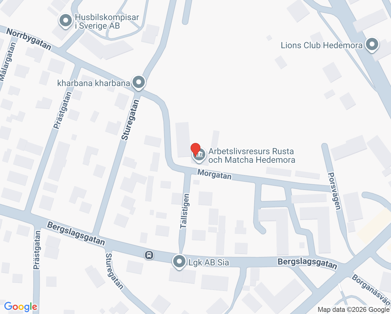 Karta till Barn- och ungdomspsykiatrimottagning Psykiatripartners Hedemora